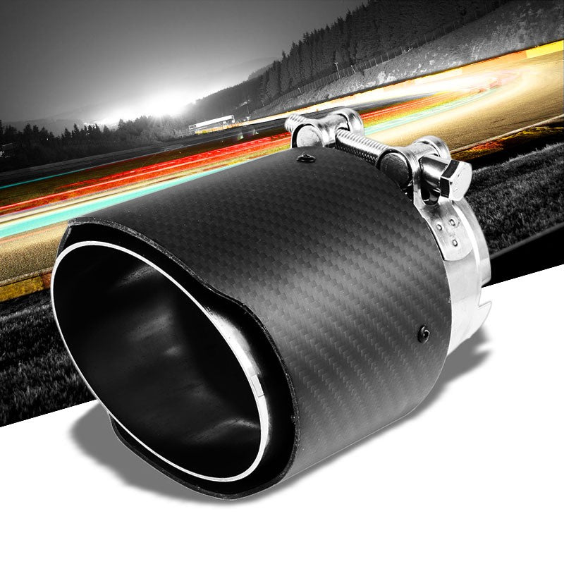 BFC-MUFT-CB-TY03 2.5"Pipe/3.5"Tip/4"OD Clamp-On Carbon Filber Pattern Exhaust Muffler End Tip