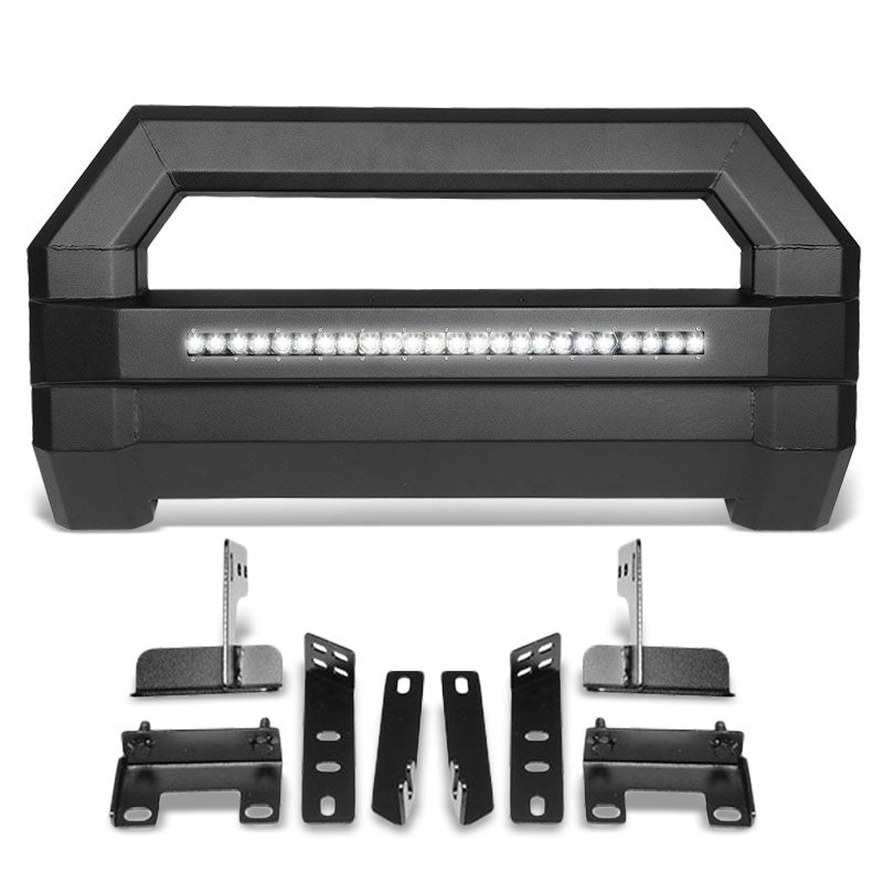 Square Textured Bull Bar Grill Guard+License Bracket+LED Bar For 09-18 Ram 1500