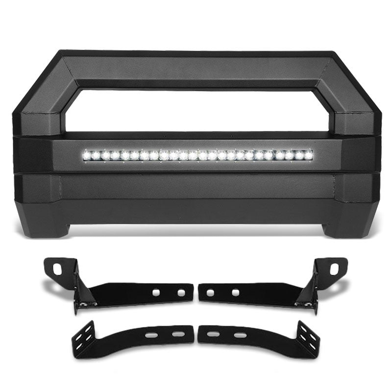 Square Textured Bull Bar Grill Guard+License Bracket+LED Bar For 16-18 Tacoma