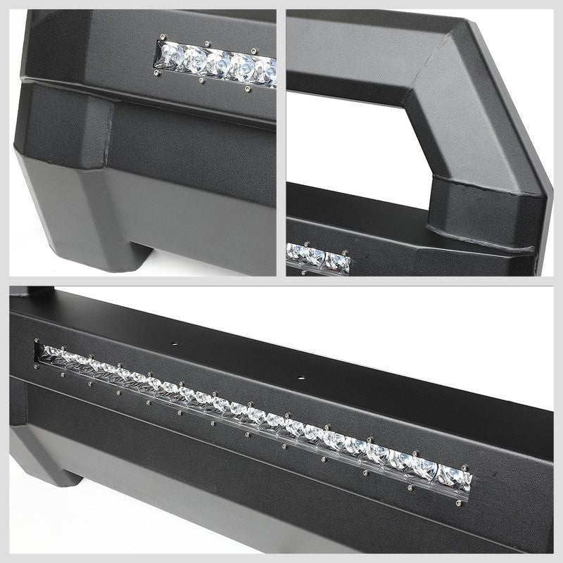 Square Textured Bull Bar Grill Guard+License Bracket+LED Bar For 16-18 Tacoma