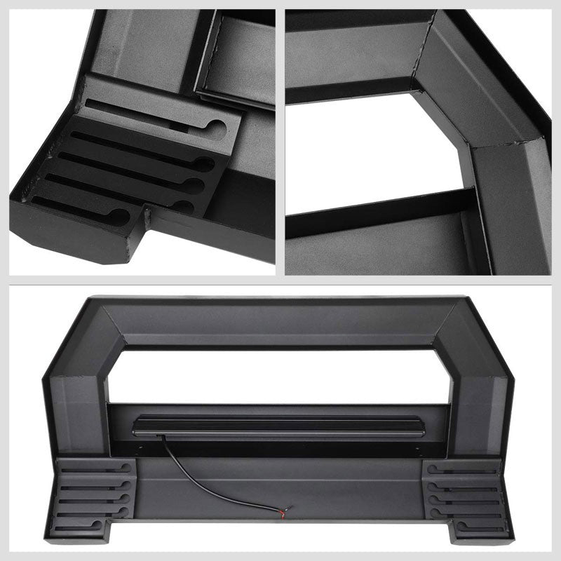 Square Textured Bull Bar Grill Guard+License Bracket+LED Bar For 16-18 Tacoma