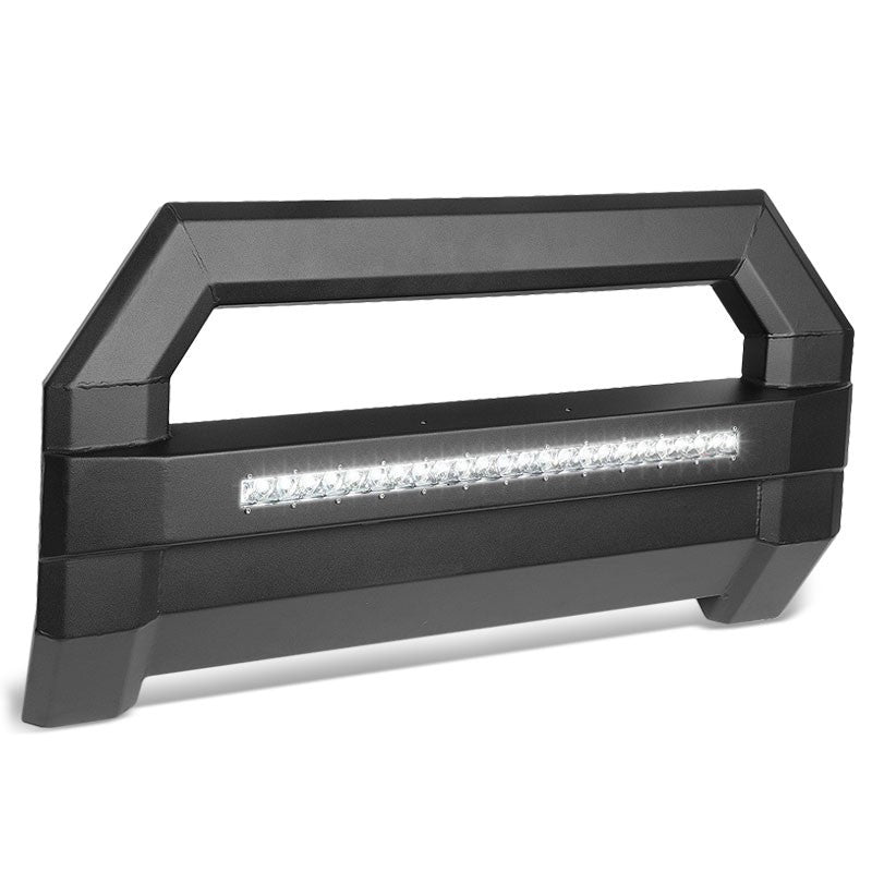 Square Textured Bull Bar Grill Guard+License Bracket+LED Bar For 16-18 Tacoma