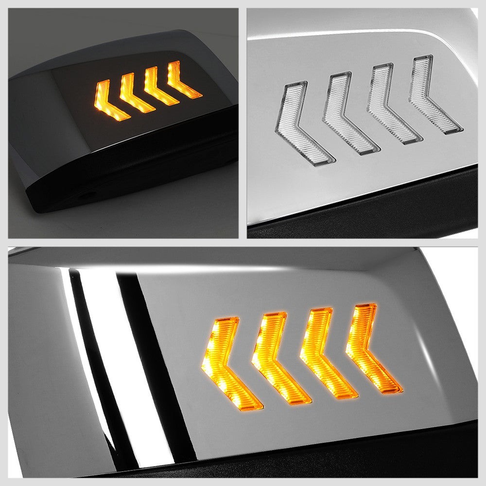 Chrome [Sequential 4-Arrow LED Turn Signal] Manual Side View Mirror Assembly For 04-18 Volvo VN Series