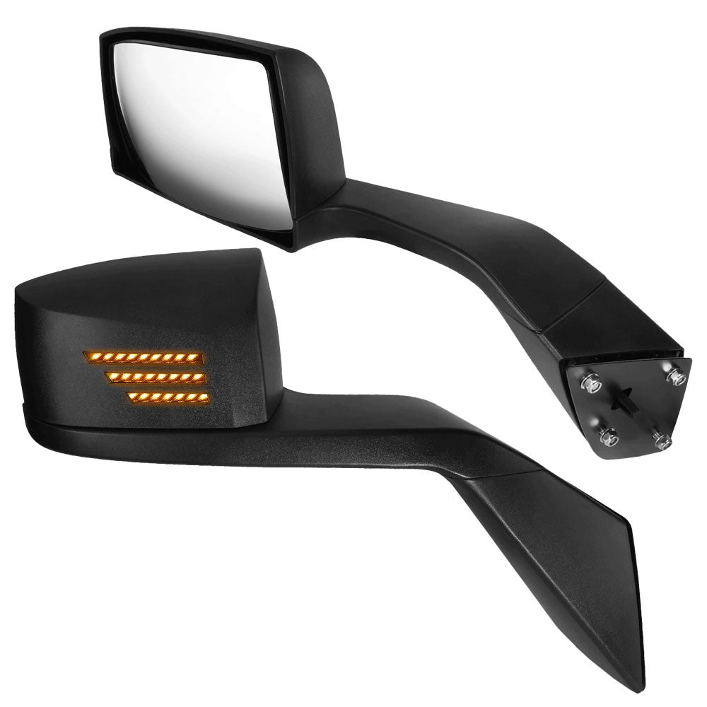 Black [Sequential 3-Strip LED Turn Signal] Manual Side View Mirror Assembly For 04-18 Volvo VN Series