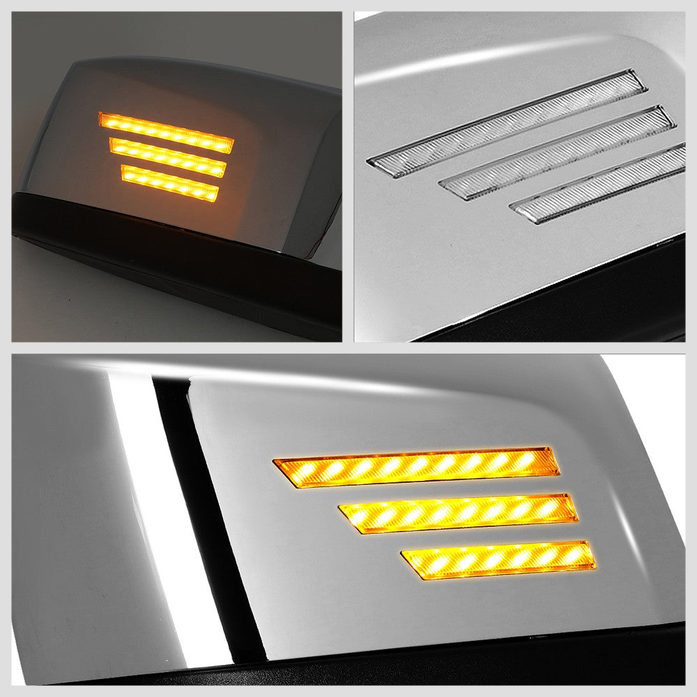 Chrome [Sequential 3-Strip LED Turn Signal] Manual Side View Mirror Assembly For 04-18 Volvo VN Series