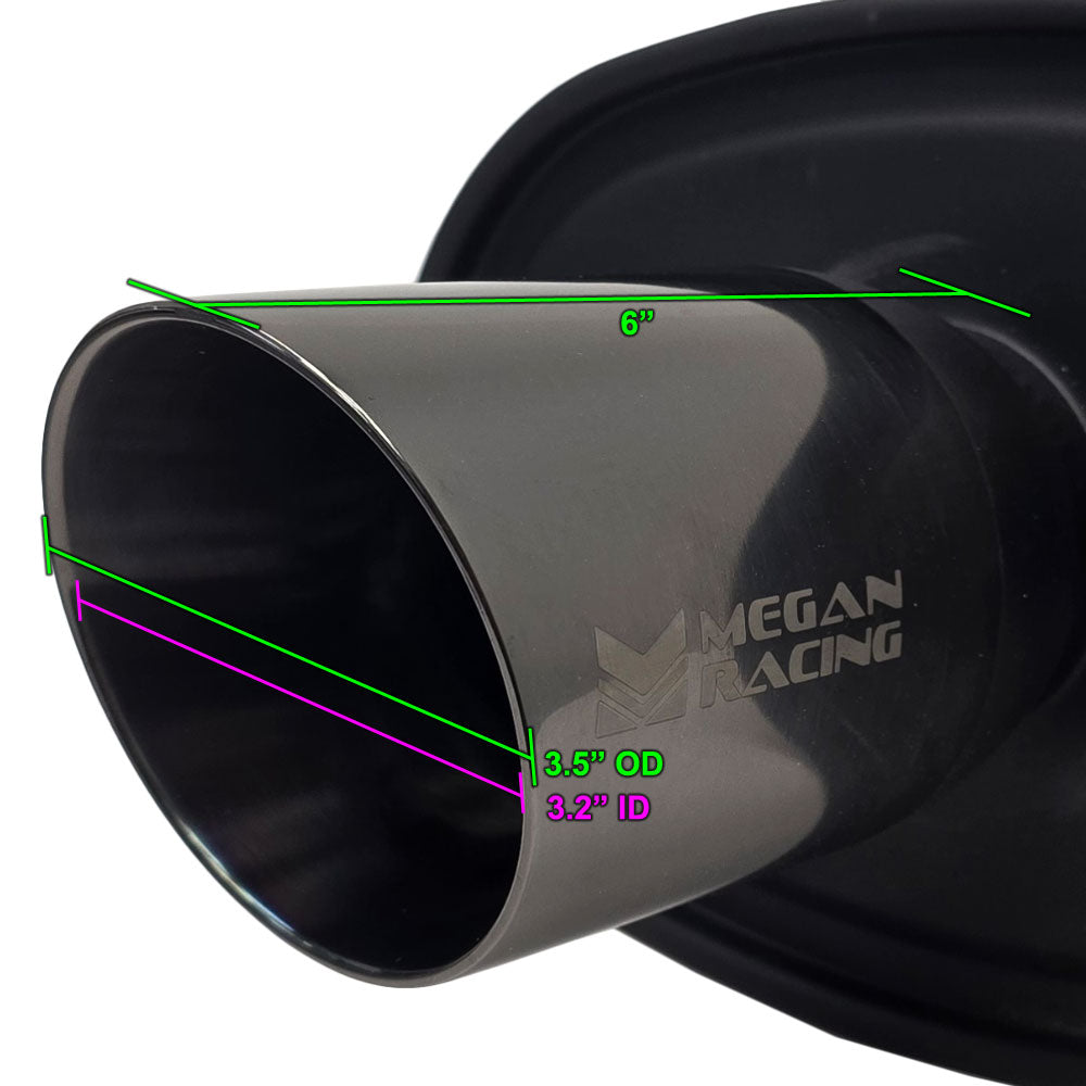 Megan M-BC Turbo Series 2.5" Inlet Exhaust Muffler [Matte Black Canister / Black Chrome Tip]