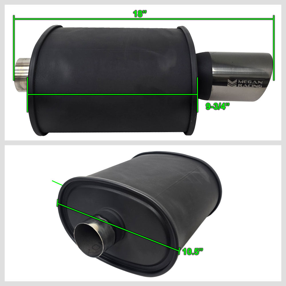 Megan M-BC Turbo Series 2.5" Inlet Exhaust Muffler [Matte Black Canister / Black Chrome Tip]