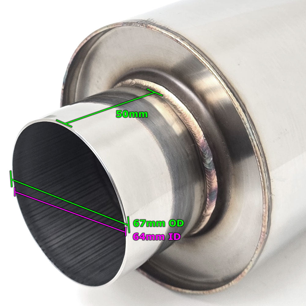 MR-MU-SPV25 Megan 2.5" Inlet Weld On Universal Exhaust Muffler 4" Inward In-Rolled Tip