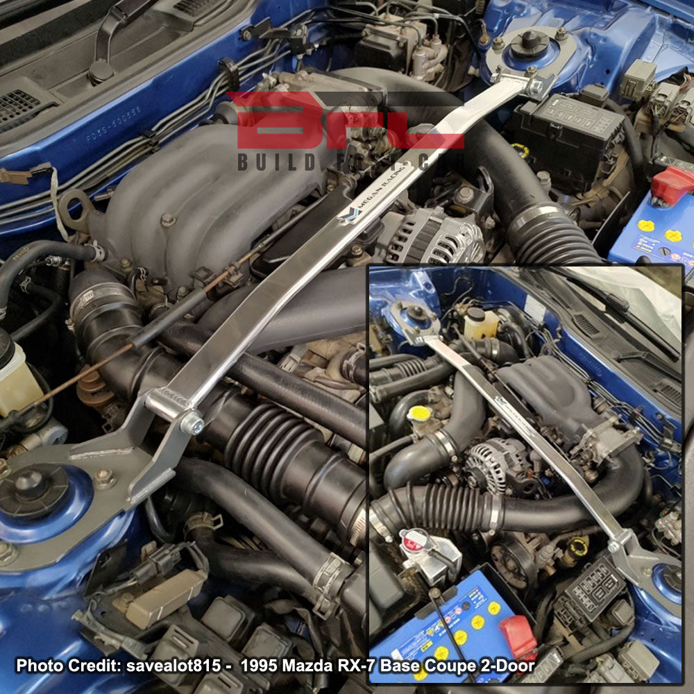 Megan Front Upper + Rear Upper Strut Bar 93-96 Mazda RX-7 FD Gen MR-SB-MRX93FU-1P, MR-SB-MRX93RU-1P