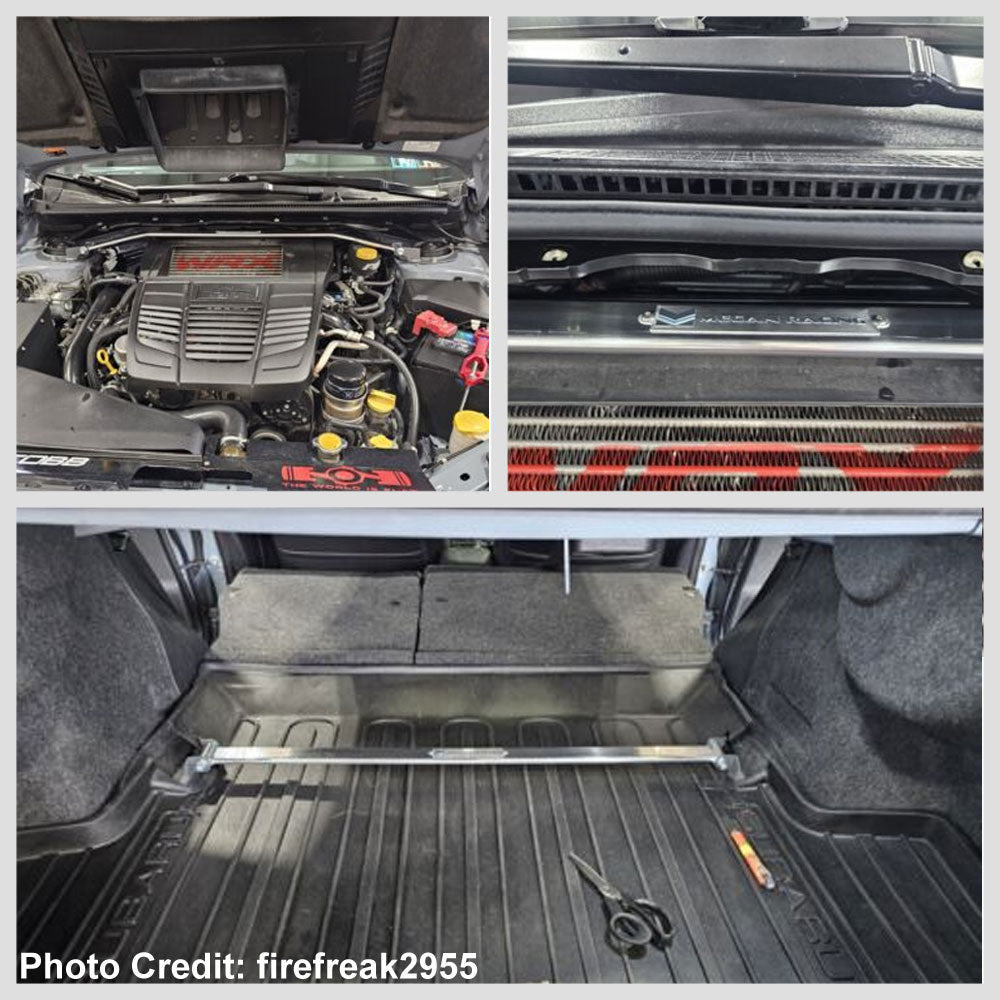 Megan Racing Front & Rear Upper Polish Race Spec Strut Bar For WRX WRX STi MR-SB-SI15FU-1P MR-SB-SI15RU-1P