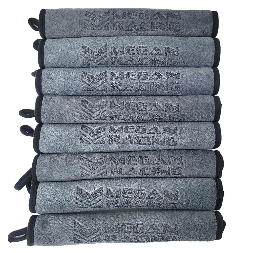 Megan Racing (Grey/Blue) Automotive Ultra Plush Microfiber Towel [11.8" x 11.8"] (8PCs)