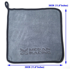 Megan Racing (Grey/Blue) Automotive Ultra Plush Microfiber Towel [11.8" x 11.8"] (8PCs)