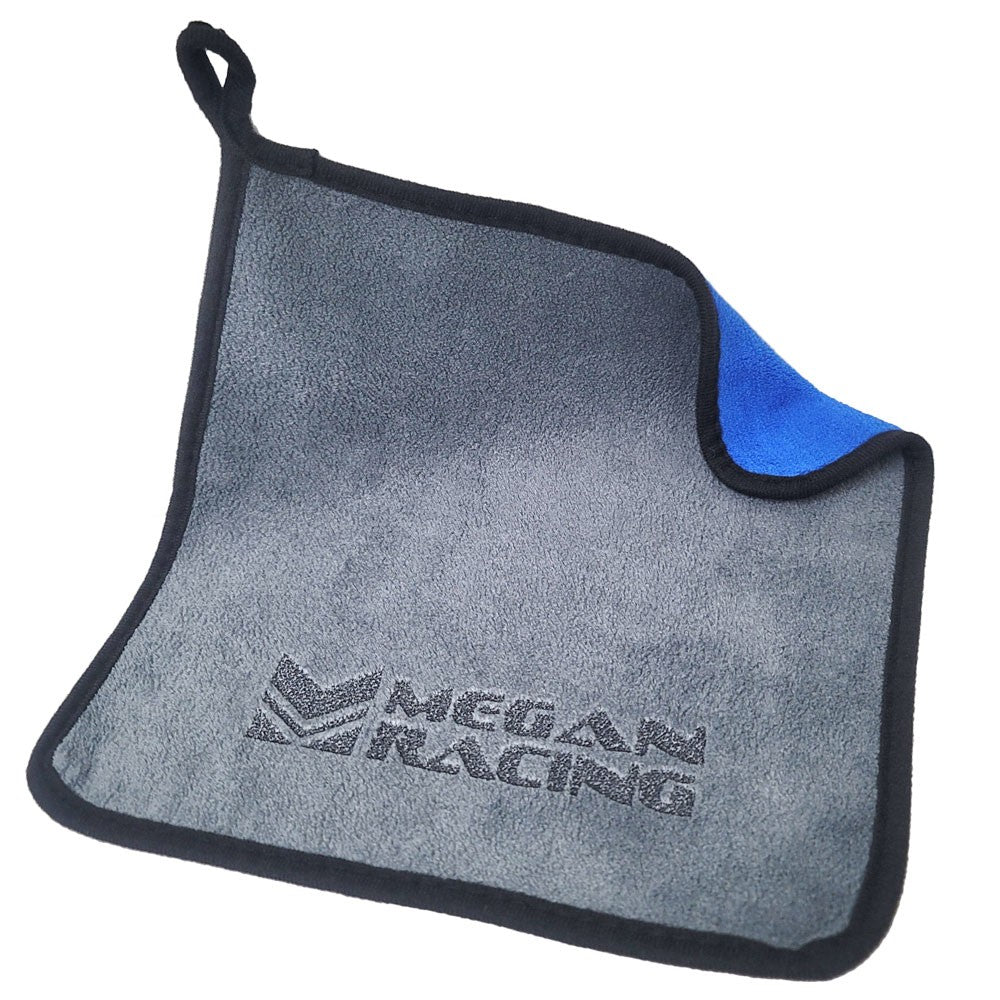 Megan Racing (Grey/Blue) Automotive Ultra Plush Microfiber Towel [11.8" x 11.8"] (1PC)