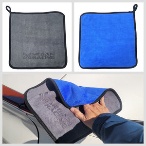 Megan Racing (Grey/Blue) Automotive Ultra Plush Microfiber Towel [11.8" x 11.8"] (1PC)
