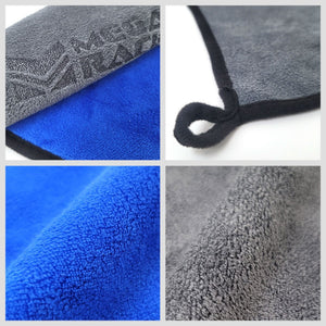 Megan Racing (Grey/Blue) Automotive Ultra Plush Microfiber Towel [11.8" x 11.8"] (1PC)