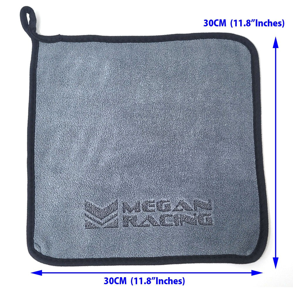 Megan Racing (Grey/Blue) Automotive Ultra Plush Microfiber Towel [11.8" x 11.8"] (1PC)