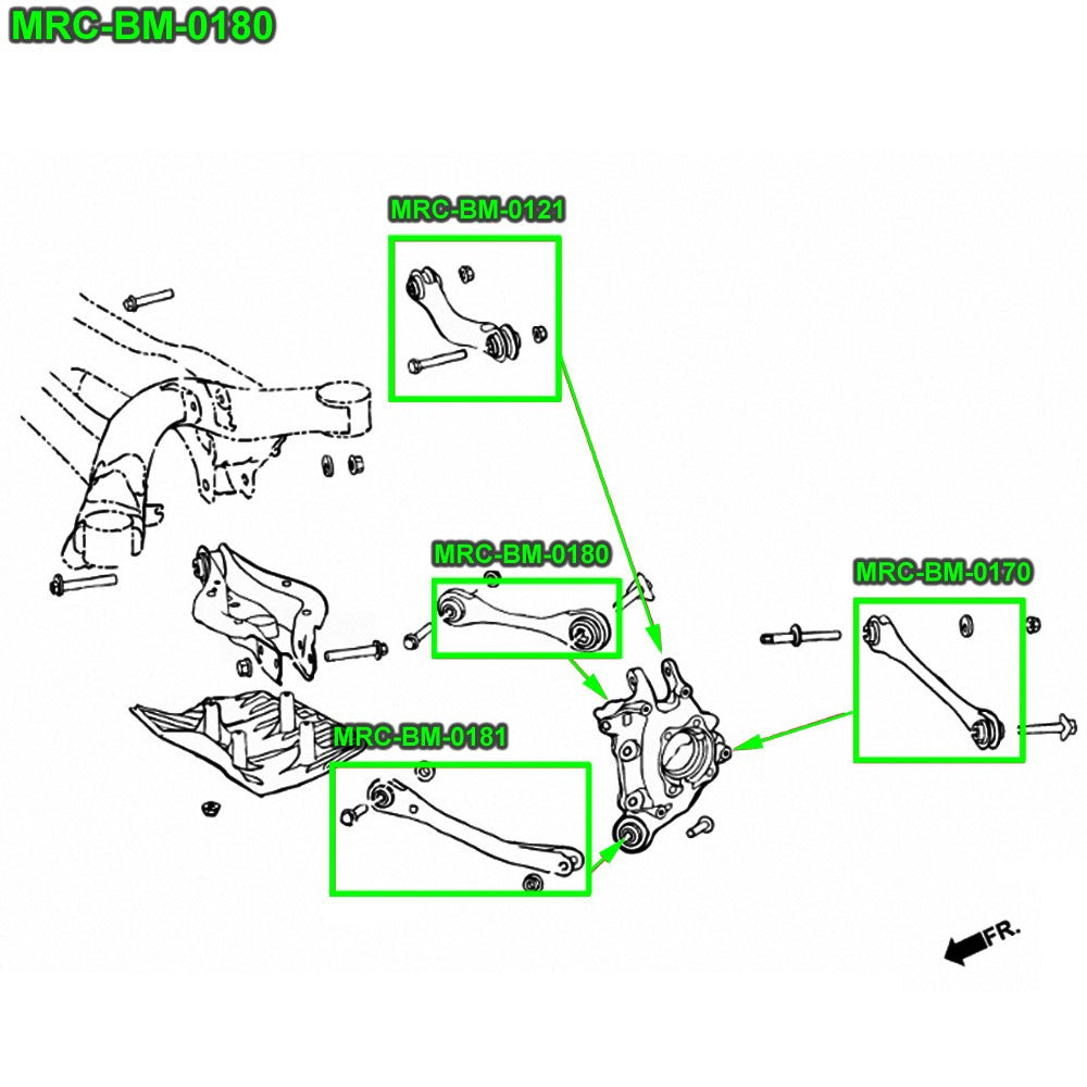 Megan 4PC Rear Upper (Front & Rear) Camber Arm MRC-BM-0121 MRC-BM-0180 MRC-BM-0121+0180