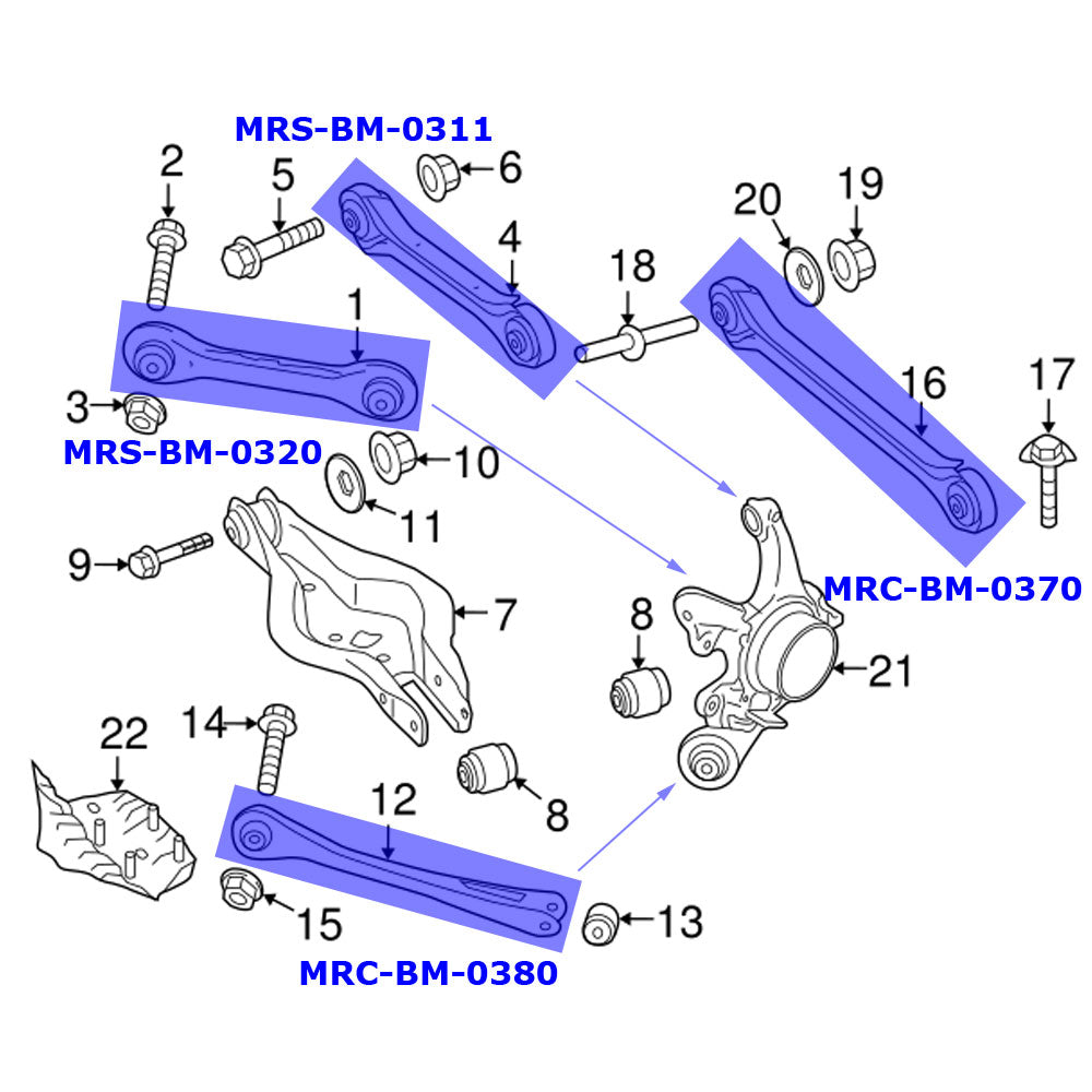Megan MRC-BM-0380 Rear Lower Tailing Arm For 12-21 BMW 1/2/3/4-Series