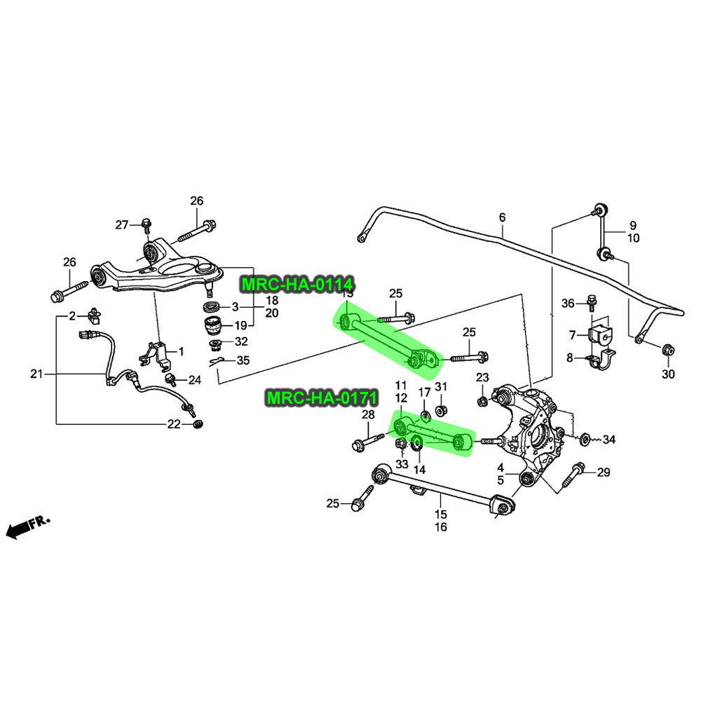 Megan Rear Lower Camber Kit+Rear Toe Arm For 09-14 Acura TSX (CU2) / TL (UA8) / 08-17 Accord (CP1/2/3, CR/CT)