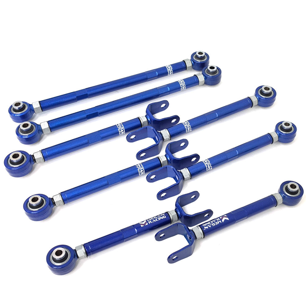 Megan 8x Blue Rear Camber & Toe Control Arm & Traction Rod Bar Pillowball For 16-24 Chevrolet Camaro