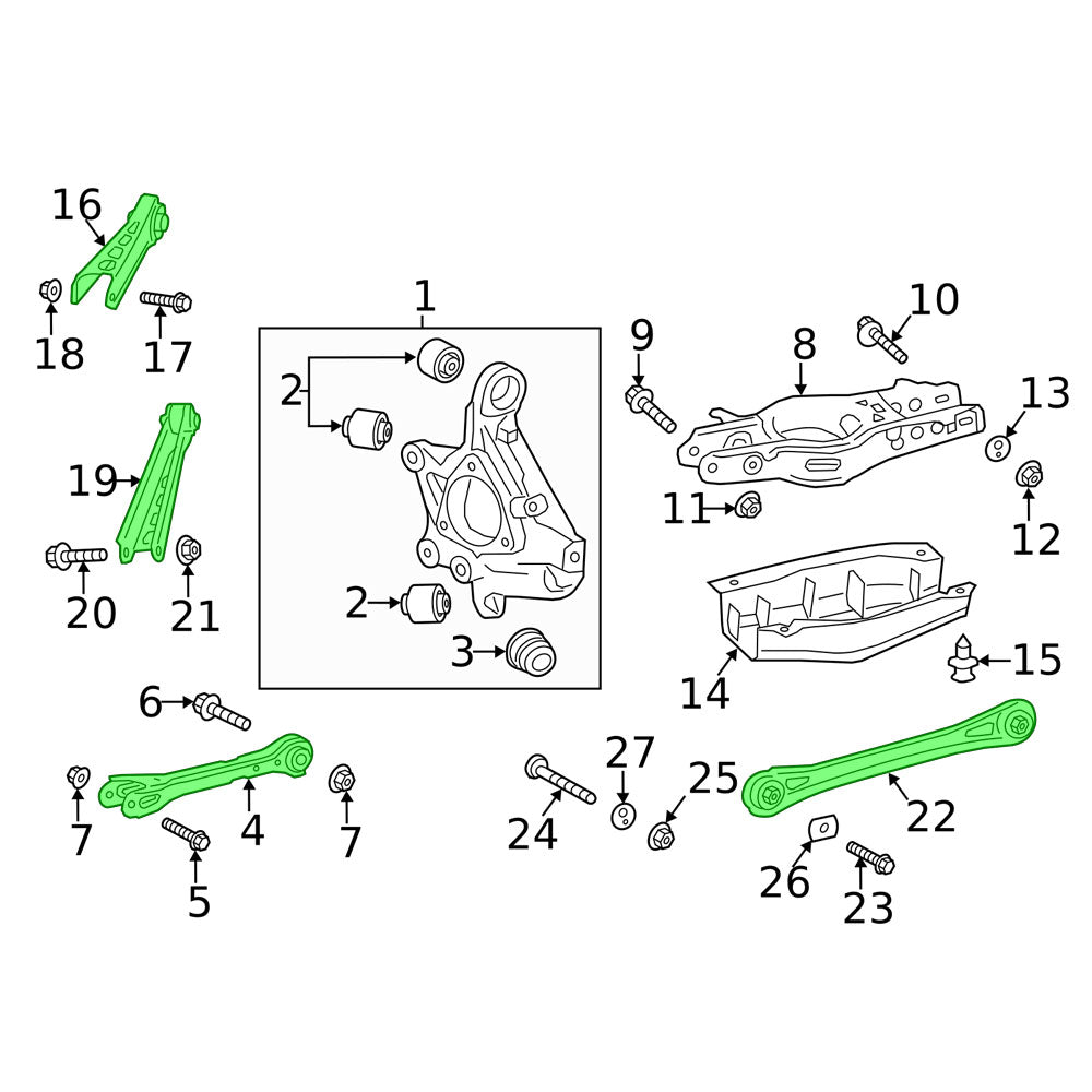 Megan 8x Blue Rear Camber & Toe Control Arm & Traction Rod Bar Pillowball For 16-24 Chevrolet Camaro