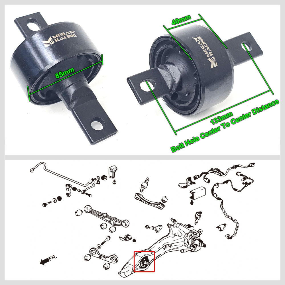 MRS-HA-0207 Megan 2PCs Rear Trailing Arm Bushing (Harden Rubber) For 90-93 Acura Integra