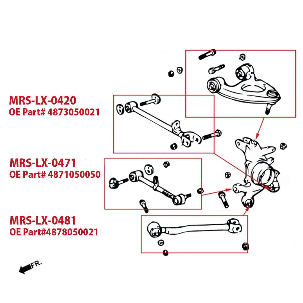 Megan Racing Blue Rear Lower Camber Suspension Arm (Pillow ball) For 95-00 Lexus LS400 XF20