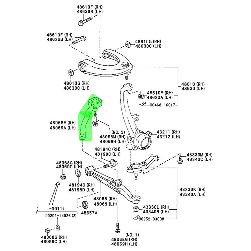 Megan MRS-LX-0482 Front Tension Rod Control Arm (Pillow ball) For 01-05 Lexus IS300 XE10