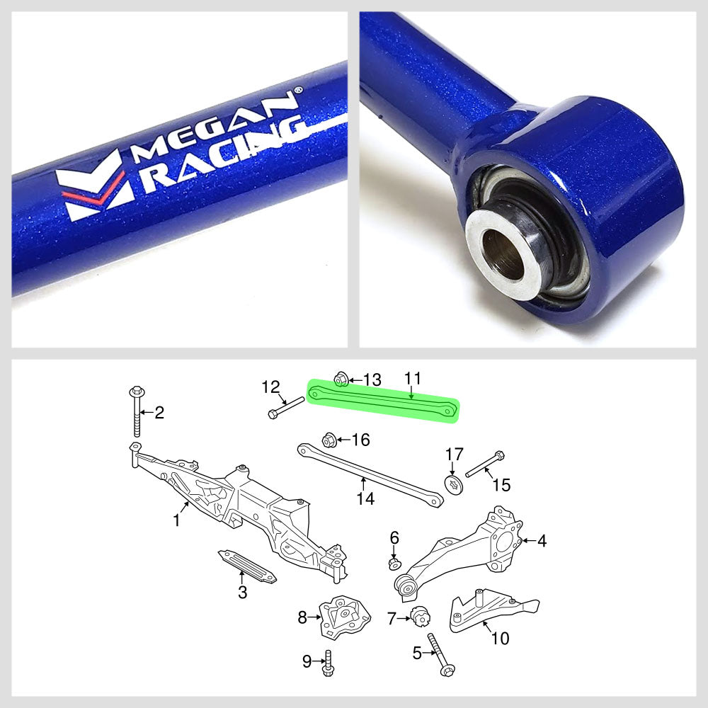 Megan Racing Blue Aluminum Camber Control Arm Kit For 14-18 Mini Cooper F56 MRS-MC-0721