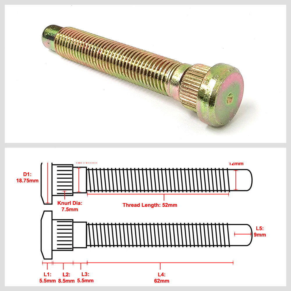 Megan 20PCs Gold Front/Rear Extended Wheel Studs For 03-08 Lancer Evolution 8/9-Car & Truck MRS-MT-0690