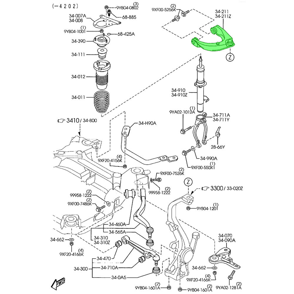 Megan Racing Blue Front Upper Camber Arm For 02-08 Mazda 6 (GG1)
