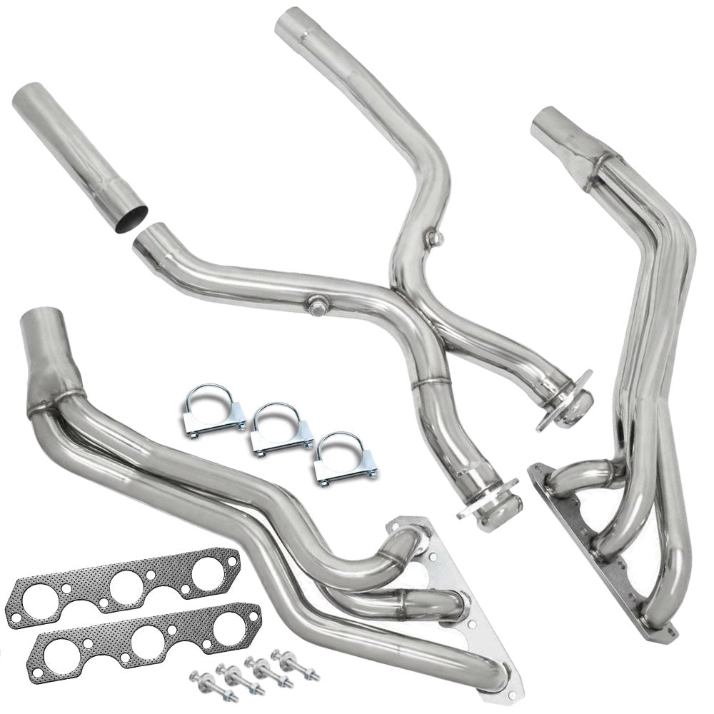 MZ-SH-0606-V2 Manzo Long Tube Exhaust Header with X-Pipe For 01-04 Ford Mustang 3.8L V6 SN-95