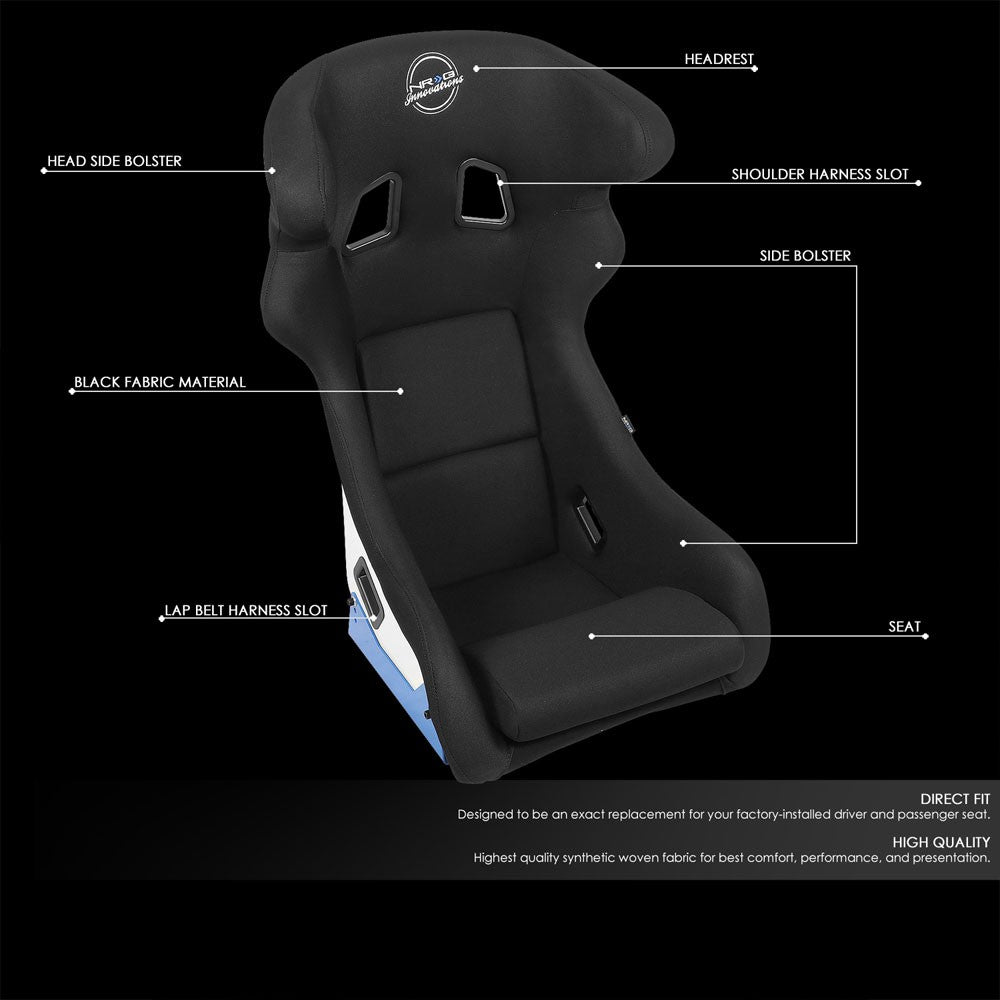 NRG Innovations FRP-600WT Fixed Back Position Bucket Seat and Headrest NRG-FRP-600WT