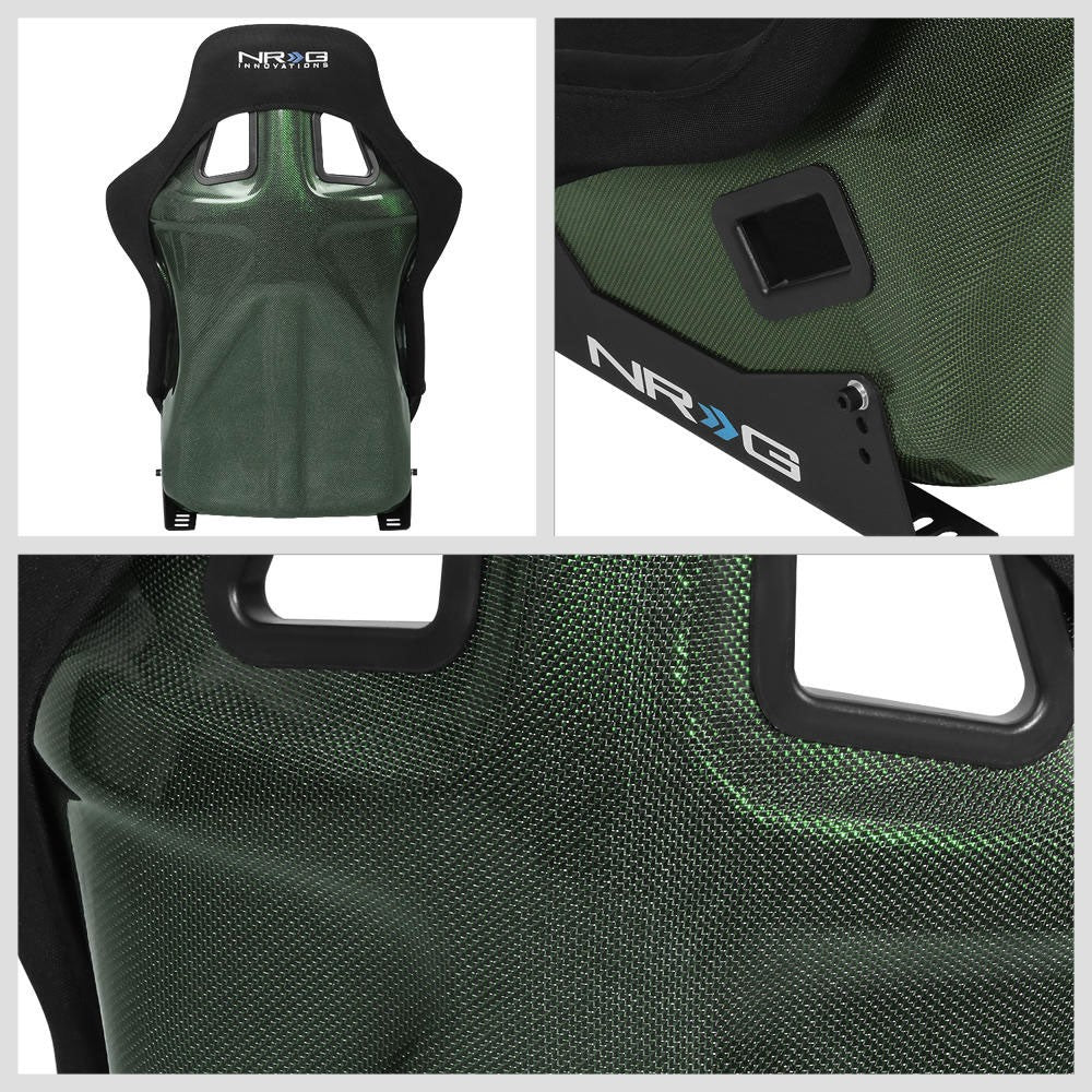 NRG-RSC-302CF-GN NRG RSC-302CF-GN Fixed Back Bucket (Large) Racing Seat+Slider Black/Green Carbon