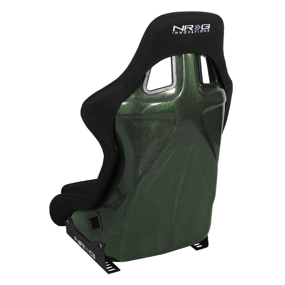 NRG-RSC-302CF-GN NRG RSC-302CF-GN Fixed Back Bucket (Large) Racing Seat+Slider Black/Green Carbon