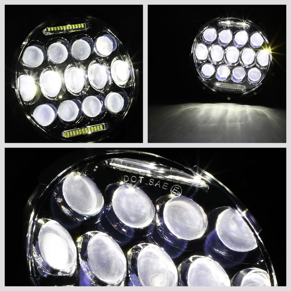 White Halo LED DRL Projector Black Housing Headlight For 18 Wrangler JK