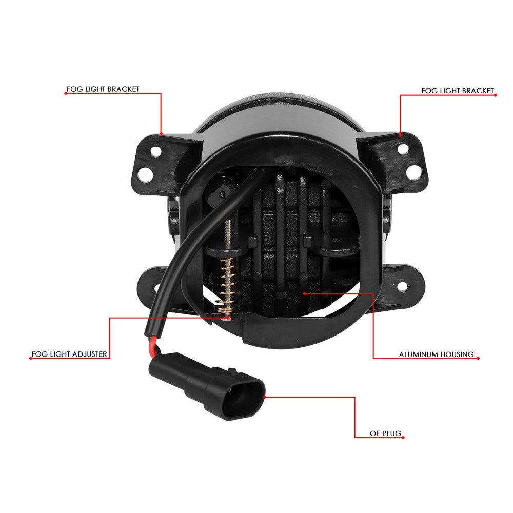 LED Reflector Housing Chrome Housing Headlight+Fog Light For 07-17 Wrangler
