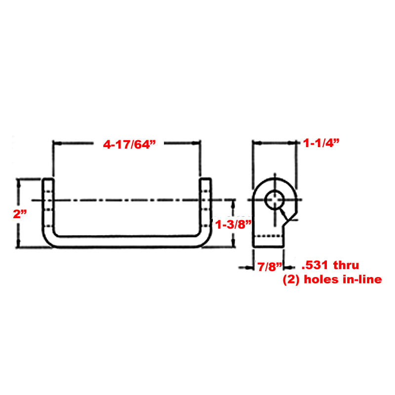 Truck Trailer Steel Weld-On Hinge Butt PEN65-05 [4-1/4" Length, 1-3/8" Offset, 1-1/4" Width]