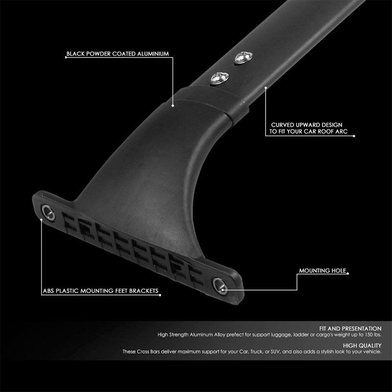 Black Aluminum Bolt-On Bolt-On Top Roof Rack Rail Cross Bar For 09-14 Murano