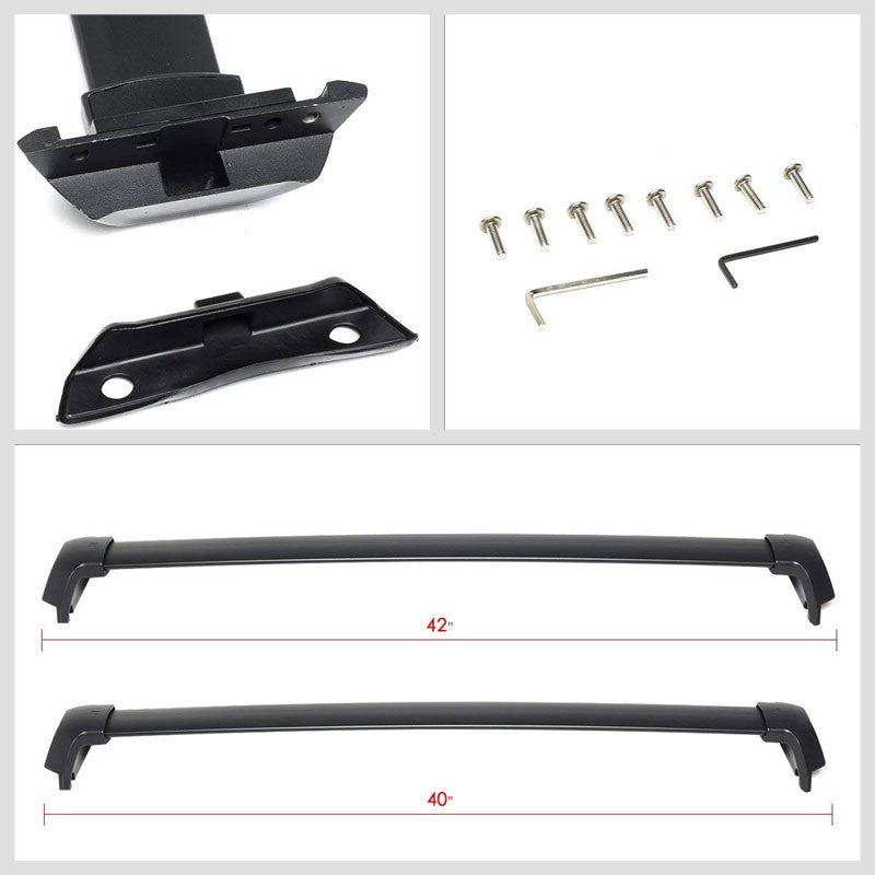 Black Aluminum Bolt-On Bolt-On Top Roof Rack Rail Cross Bar For 16-18 CR-V