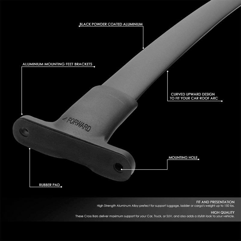 Black Aluminum Bolt-On Bolt-On Top Roof Rack Rail Cross Bar For 16-18 Explorer