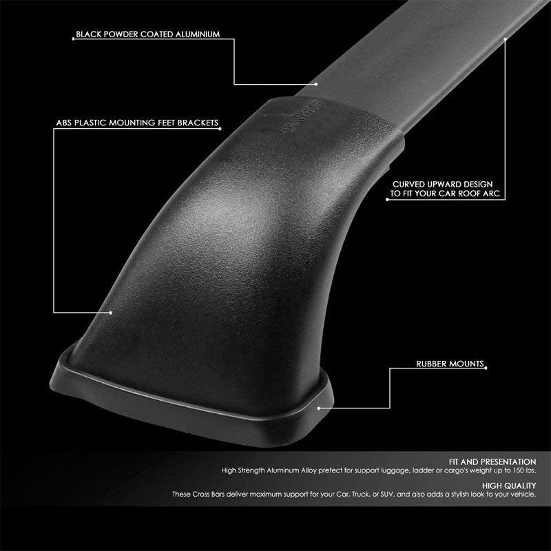 Black Aluminum Bolt-On Roof Rack Cross Bar For 14-19 Highlander SE XLE Limited