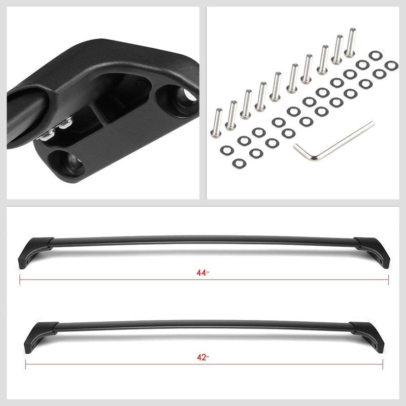 Black Aluminum Bolt-On Bolt-On Top Roof Rack Rail Cross Bar For 14-18 Acura MDX