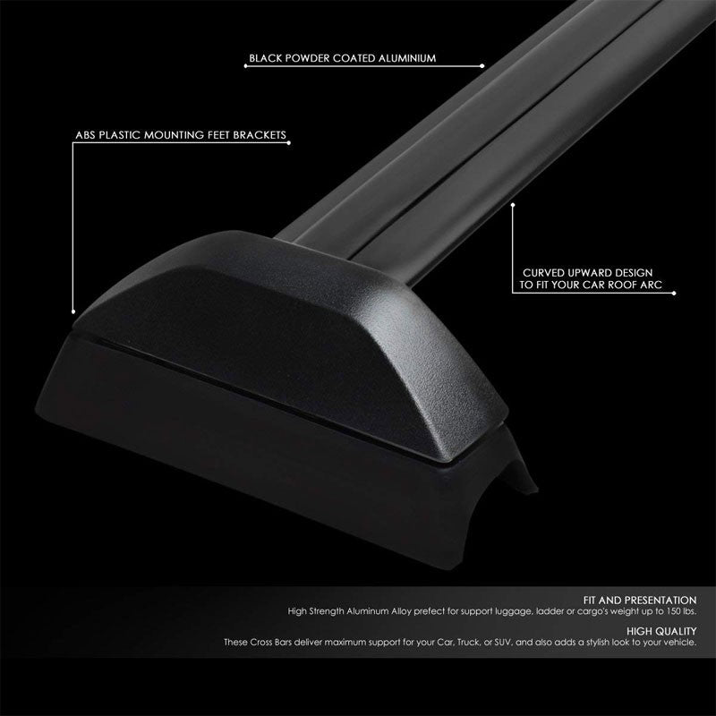 Black Aluminum Bolt-On Bolt-On Top Roof Rack Rail Cross Bar For 02-06 CR-V