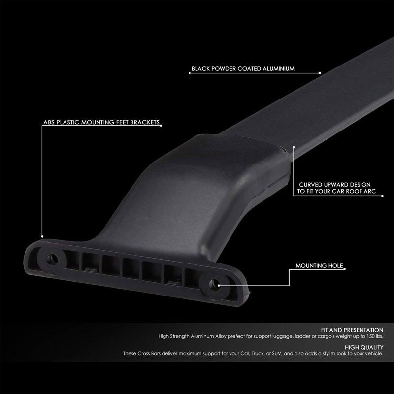 Black Aluminum Bolt-On Bolt-On Top Roof Rack Rail Cross Bar For 11-17 Odyssey