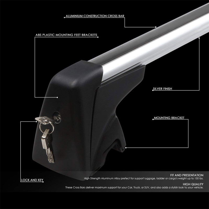 Black Aluminum Bolt-On Bolt-On Top Roof Rack Rail Cross Bar For 09-15 BMW X1