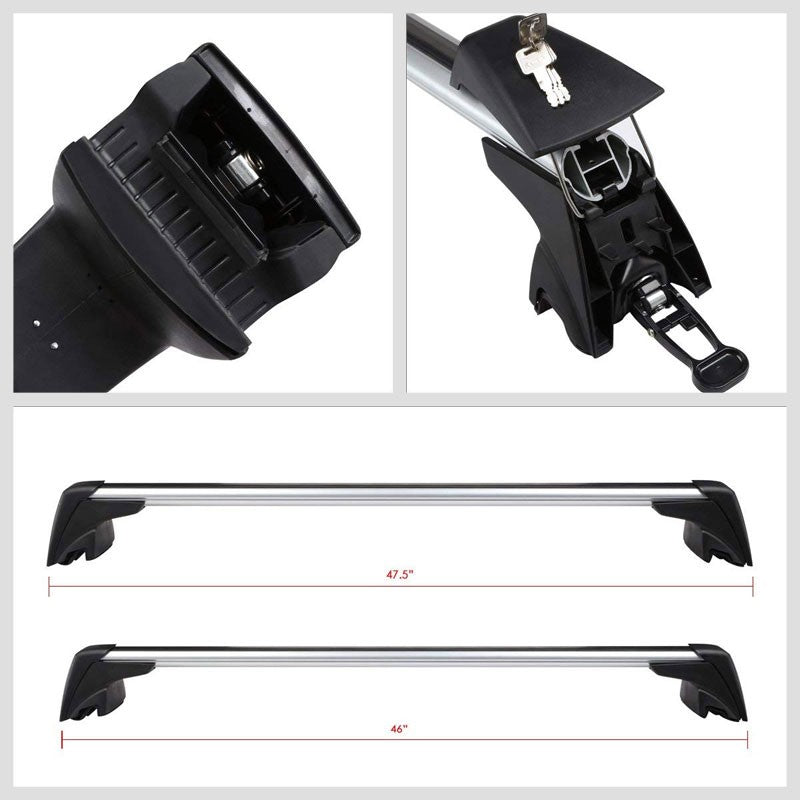 Black Aluminum Bolt-On Bolt-On Top Roof Rack Rail Cross Bar For 09-15 BMW X1