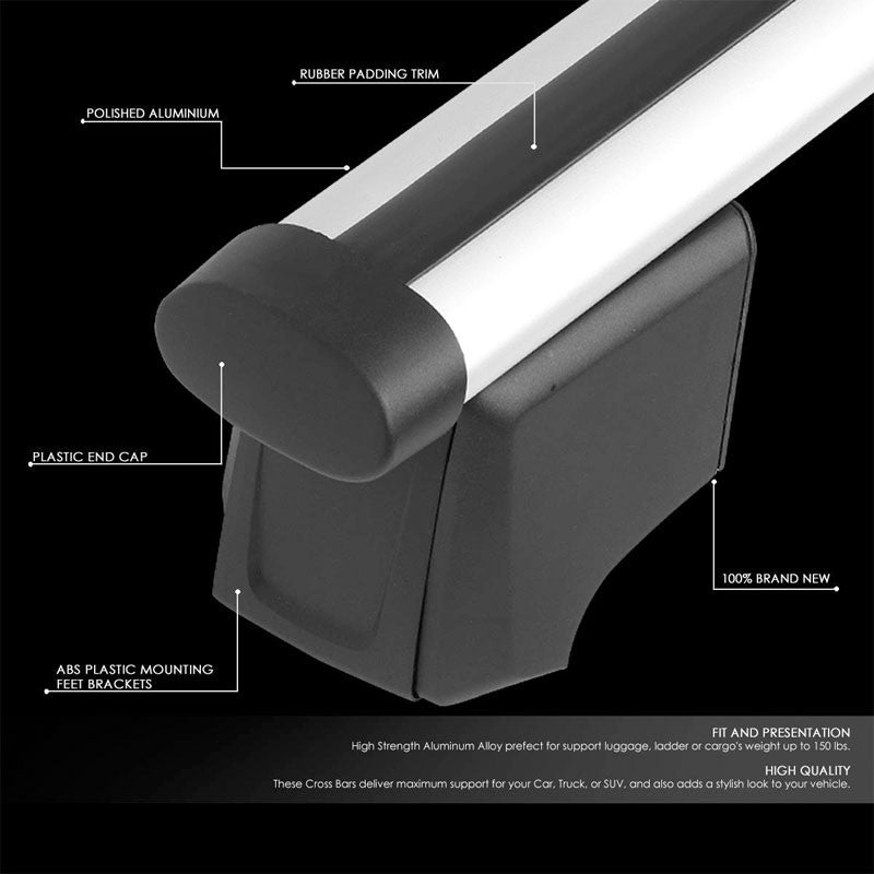 Silver Aluminum Bolt-On Bolt-On Top Roof Rack Rail Cross Bar For 09-16 Audi Q5