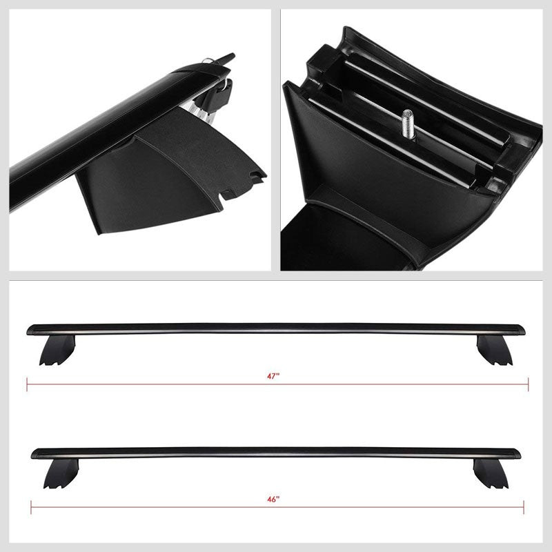 Black Aluminum Bolt-On Top Roof Rack Rail Cross Bar For 11-18 Grand Cherokee