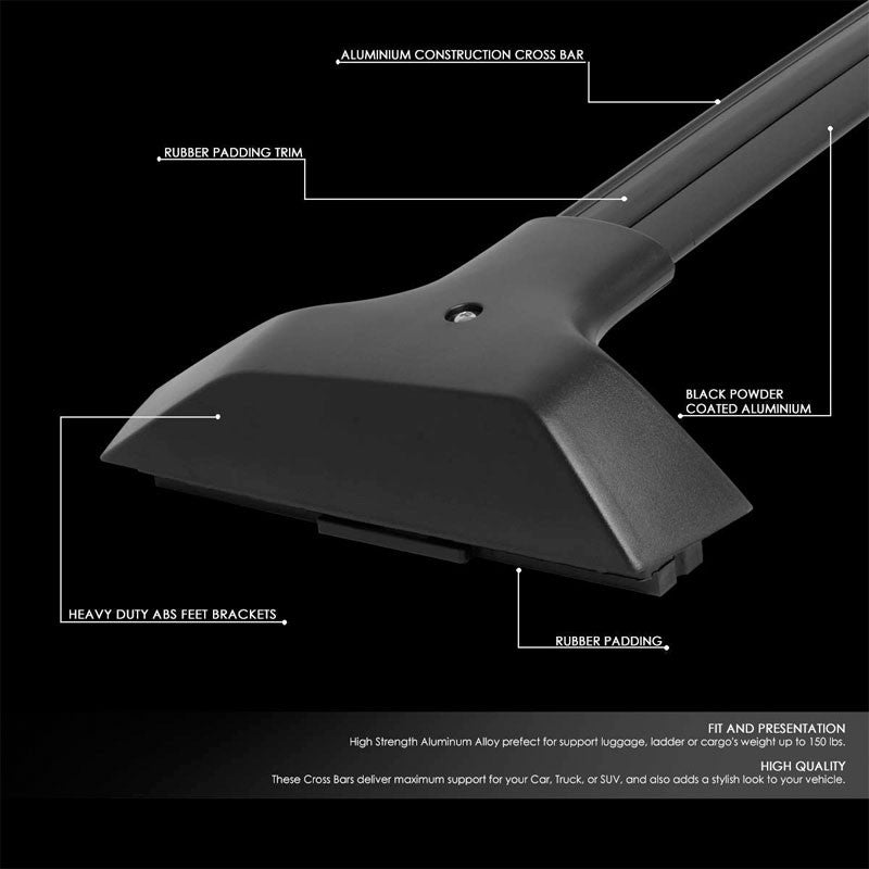 Black Aluminum Bolt-On Bolt-On Top Roof Rack Rail Cross Bar For 09-17 Traverse